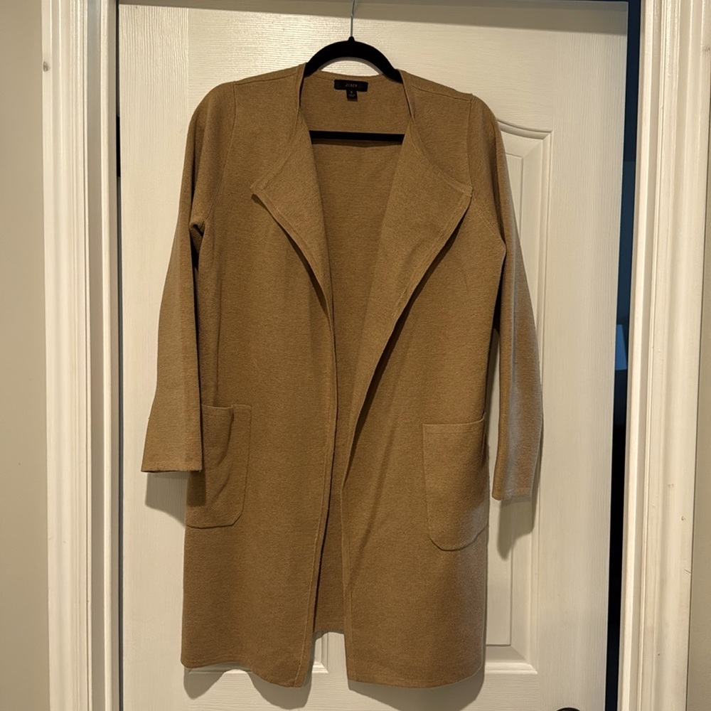 J.Crew Juliette collarless sweater-blazer
Size small color tan